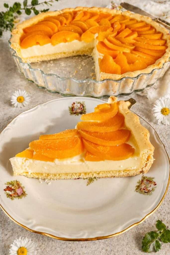 tart sa pudingom i breskvama